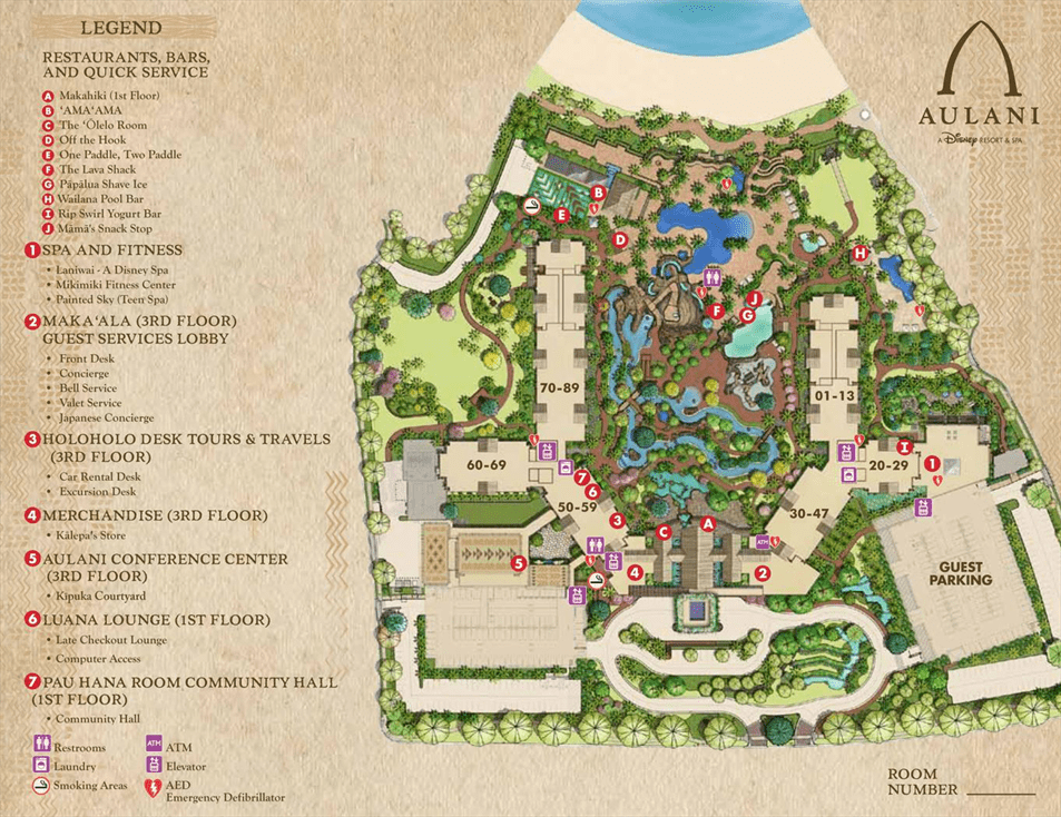 Aulani, A Disney Resort map